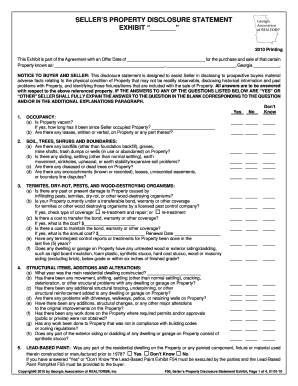 Seller's Property Disclosure Statement