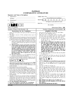 Comparative Literature Exam Form