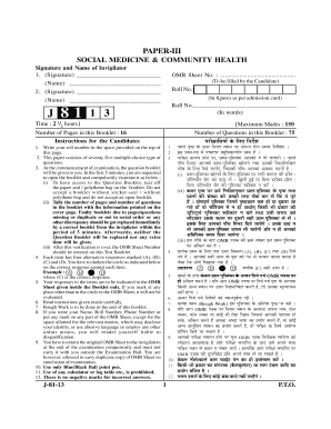 Social Medicine Exam Form