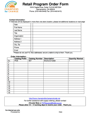 Retail Program Order Form