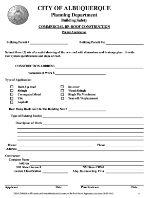 8843 form example - Commercial Re-Roof Construction - Fees and Application - cabq