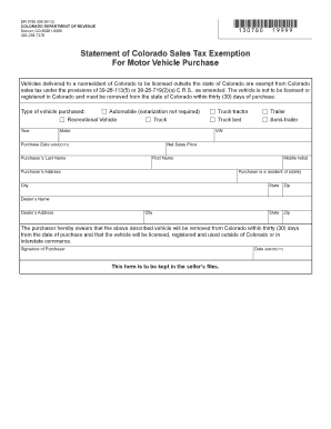 Colorado Sales Tax Exemption for Motor Vehicle Purchase