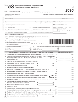 Wisconsin Tax-Option S Corporation Franchise or Income Tax Return