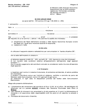 Dichiarazione per l'esercizio di attività in banda cittadina CB