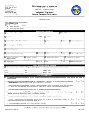 Ohio Individual Title Agent License Renewal Form