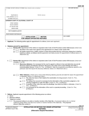 California Stipulation Motion for Order Appointing Referee