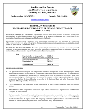 Temporary Use Permit for RV or Mobile Office Trailer
