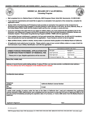 California Armed Forces Personnel Application for Renewal Fee Exemption