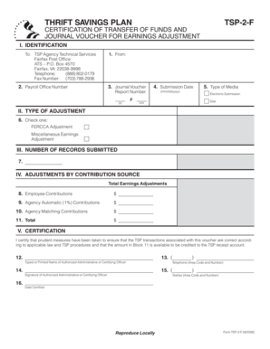 TSP-2-F Certification of Transfer of Funds