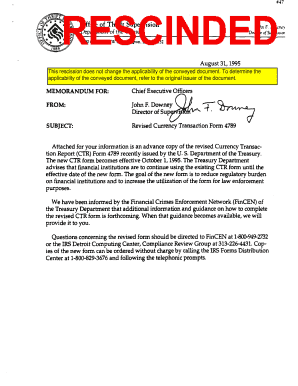 Currency Transaction Report Form 4789
