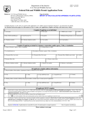 Federal Fish and Wildlife Permit Application
