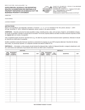 California Business Property Statement Supplemental Schedule