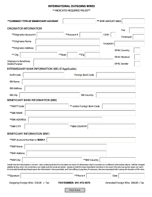 International Outgoing Wire Transfer Form