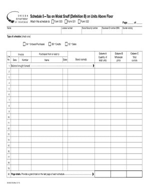Oregon Moist Snuff Tax Schedule