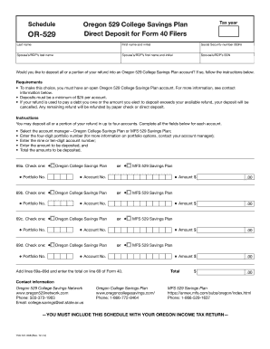 Oregon 529 College Savings Plan Direct Deposit Form