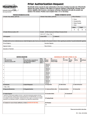 MassHealth Prior Authorization Form PA-1