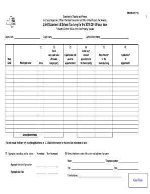 Joint Statement of School Tax Levy