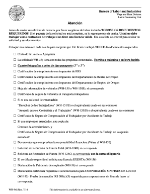 Lista de verificación de solicitud de licencia de contratista de trabajo de Oregon