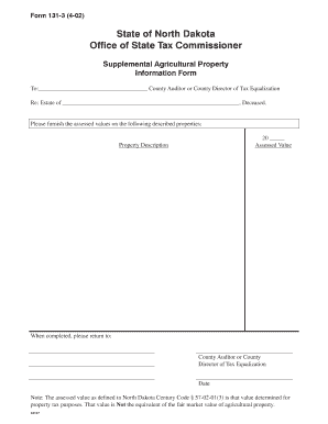 North Dakota Supplemental Agricultural Property Information Form