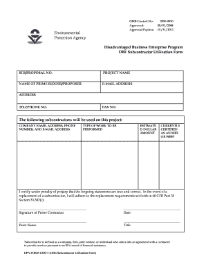 DBE Subcontractor Utilization Form