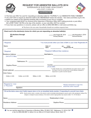 Florida Absentee Ballot Request Form