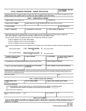 US Federal Leave Transfer Donor Application