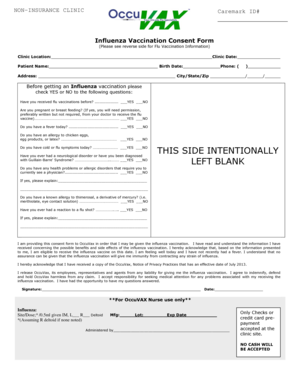 Influenza Vaccination Consent Form