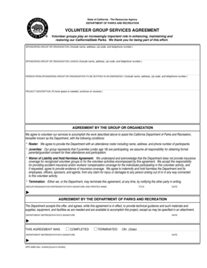 California Volunteer Group Services Agreement