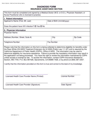 California HIV/AIDS Diagnosis Form