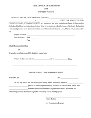 Declaration of Homestead for Disabled Persons