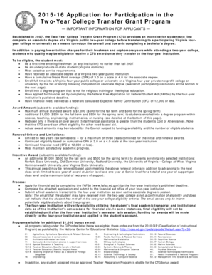Virginia Two-Year College Transfer Grant Application