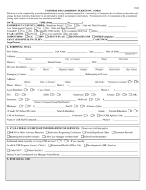 Virginia Preadmission Screening Form