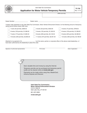 Utah Temporary Vehicle Permit Application