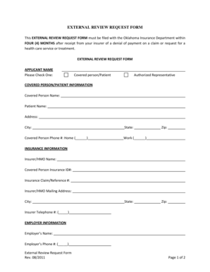 Oklahoma External Review Request Form