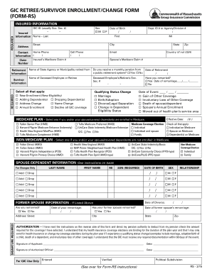 GIC Retiree Survivor Enrollment Change Form