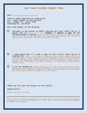 Indiana Public Records Request Form