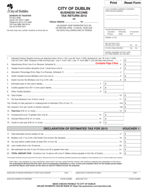 Dublin Business Income Tax Return
