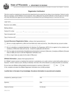 Wisconsin Registration Verification Form