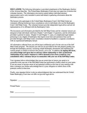 Arizona Bankruptcy Self Help Center Disclaimer