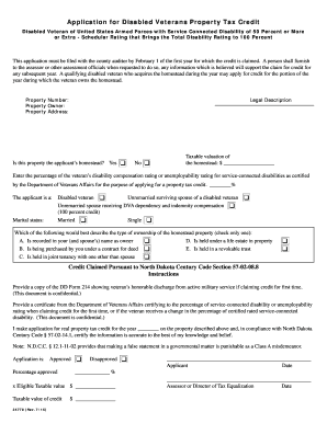 Disabled Veterans Property Tax Credit Application