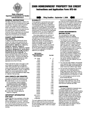 Maryland Homeowners’ Property Tax Credit Application