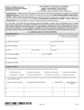 NYCHA MWSBE Registration Form