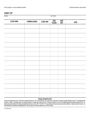 California Client List Form