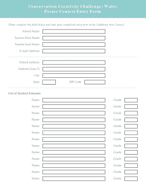 California Arts Council Poster Contest Entry Form