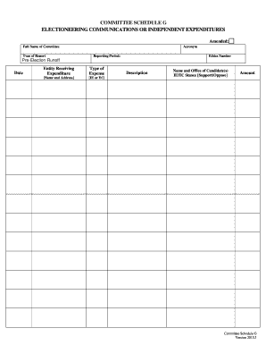 Committee Schedule G Form