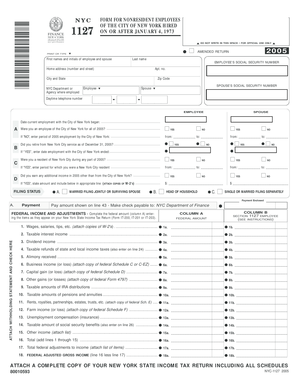 NYC Form 1127 for Nonresident Employees