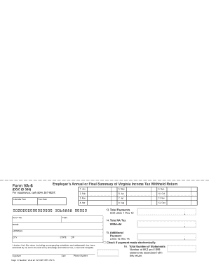 Virginia VA-6 Annual Withholding Tax Reconciliation