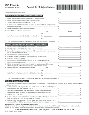 Virginia Schedule 500ADJ Form