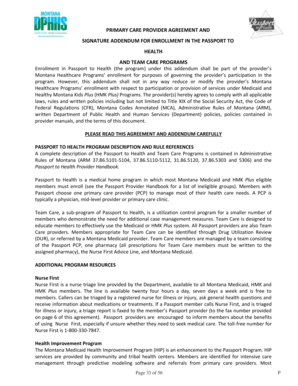 Primary Care Provider Agreement and Signature Addendum