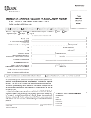 Formulaire de demande de réservation pour un étudiant à temps complet à l’Université Laval